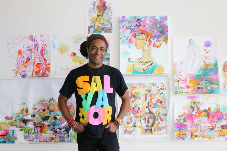 SKIP HILL - Skip's body of art is comprised of illustrations, murals, collage paintings, and drawings that weave a rich tapestry of styles, languages, and philosophies rooted in cultures around the world. He explores images and forms from cultural sources as diverse as comic books, Folk art, Japanese Ukiyo-e prints, Graffiti, and European Art History to produce an art that embraces the viewer in a visually engaging experience. Skip is the illustrator of A Gift from Greensboro.https://www.instagram.com/skiphillart/photo by Doug Hill